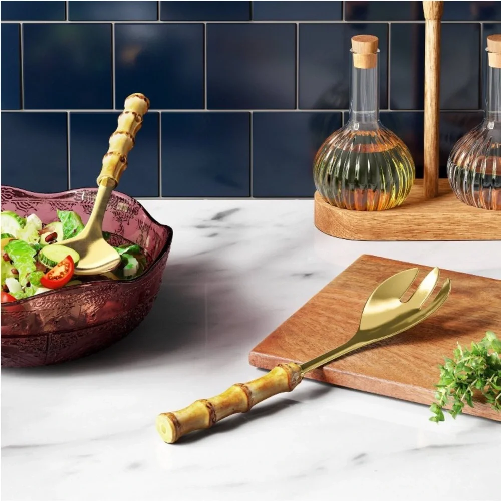THRESHOLD NWT bamboo style 2pc serving tool set
